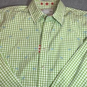 Robert Graham Green Checkered Casual Button Down Shirt